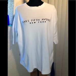 SAKs FIFTH AVE embroidered lettering shirt